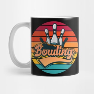 Vintage Bowling Pin And 80's Sun Retro Graphic Mug